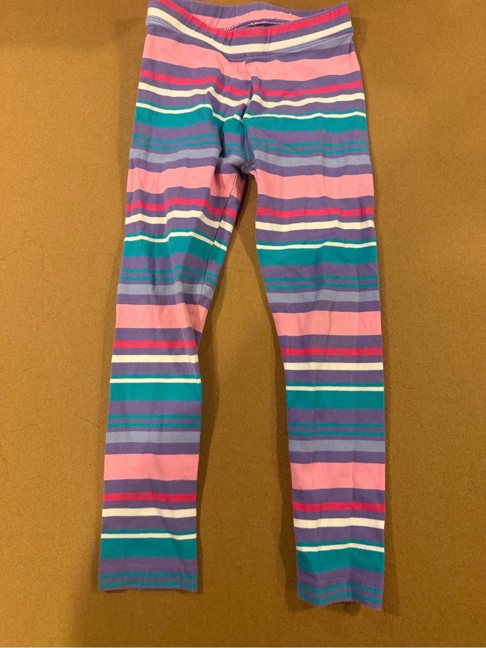 Amazon Essentials Girls Striped Leggings - Pink, Purple, Teal & White